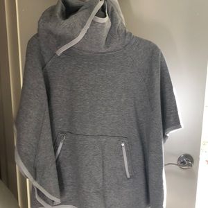Hooded grey poncho